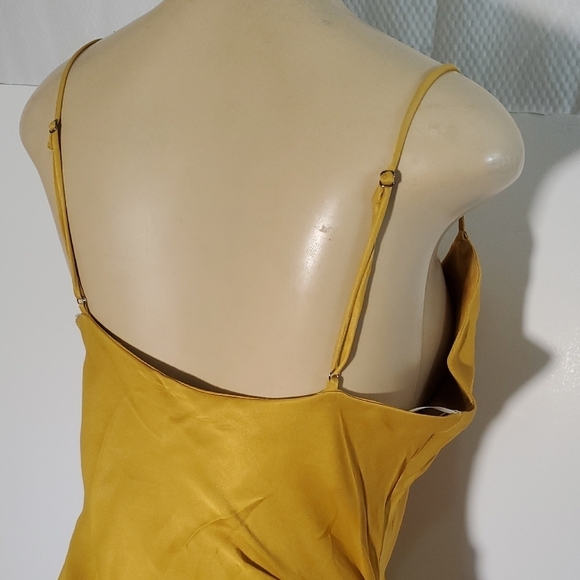NWT Zara Midi Satin Effect Slip Dress Summer Mustard Yellow Gold Size M - Picture 10 of 15
